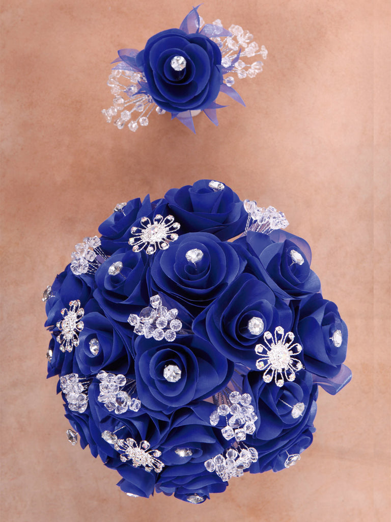 Ramo para XV Años Mis XV Primaveras en Acrílico Satinado Color Azul Rey/Plata 602357