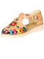 Huarache Piso Mexico Artesanal Bordado Moñitos Piel Natural 602362