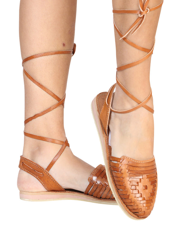 Huarache Mocasín de Mujer México Artesanal en Piel Color Natural 602367