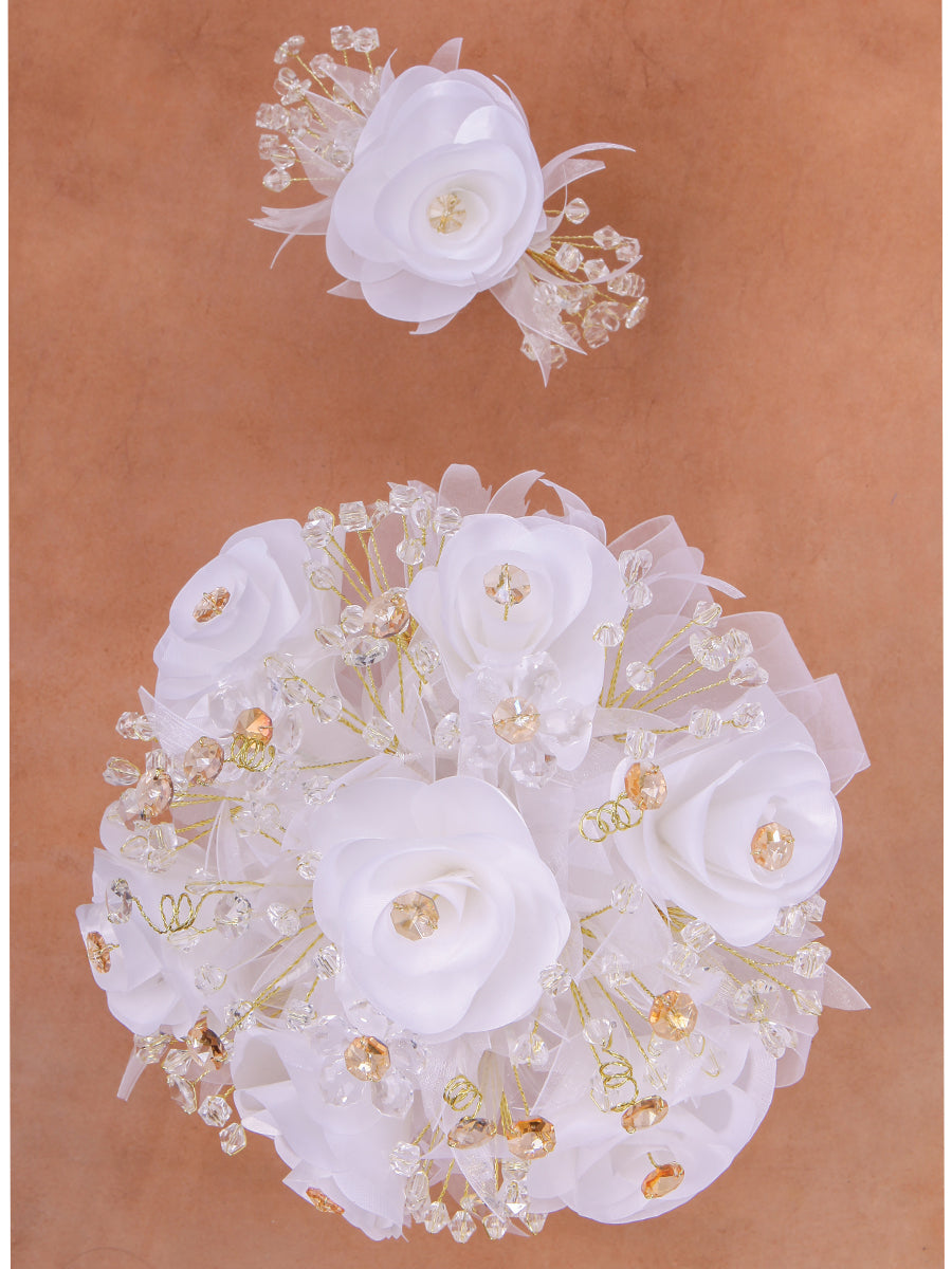 Ramo para XV Años Mis XV Primaveras en Acrílico Satinado Color Blanco/Oro 602398