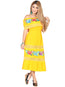 Vestido Bordado/A Mexico Artesanal Folklore 100% Algodon Amarillo 602434