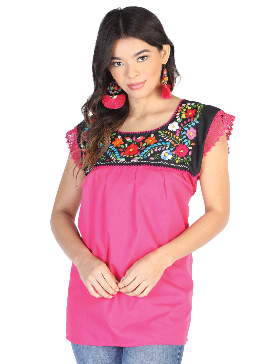Camisa Casual de Mujer México Artesanal Bordada Artesanal en 50% Algodón 50% Poliéster 602461
