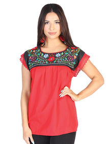 Blusa Juvenil Mexico Artesanal Eden 50% Algodón 50% Poliéster Rojo 602463