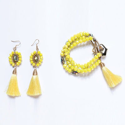 Juego De Velas Collar Mis Xv Primaveras Semanario/Aretes Palma Amarillo 602504