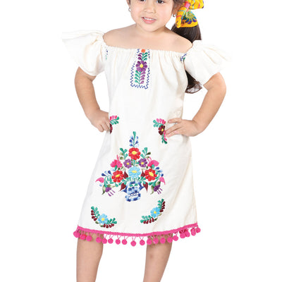 Vestido de Niña México Artesanal en 100% POPELINA Color Beige 602526