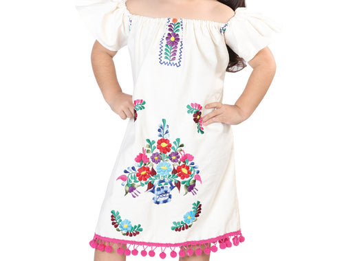 Vestido de Niña México Artesanal en 100% POPELINA Color Beige 602526