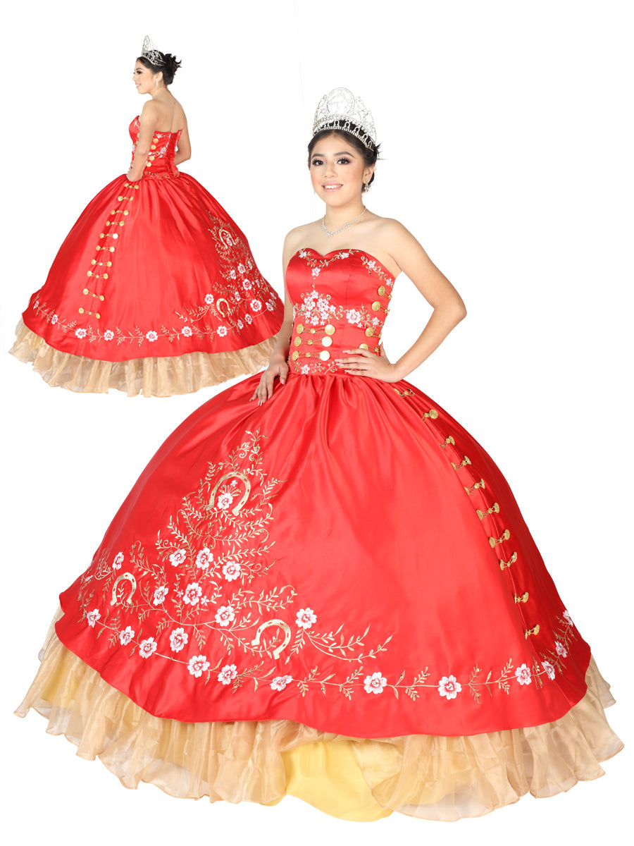 Vestido de Mujer Mis XV Primaveras Charro en 100% Poliéster Color Rojo 602548