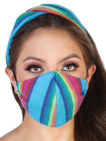 Juego De Velas Cubrebocas/Turbante Mexico Artesanal 114 100% Acrilan Azul 602646