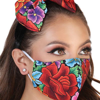 Diadema Mexico Artesanal Jim-14 100% Seda Negro/Rojo 602677