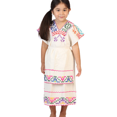 Vestido de Niña México Artesanal Ind-pre-vgn Artesanal Color Natural 602737