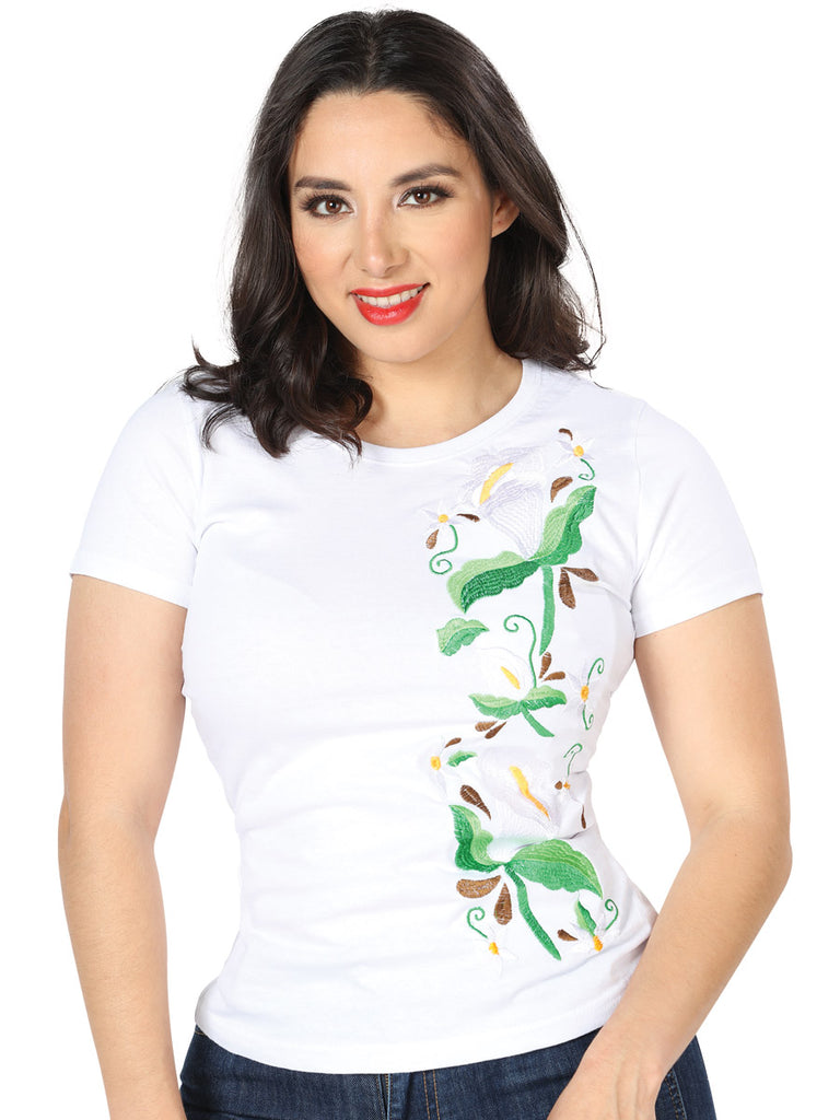 Playera de Mujer México Artesanal LRM13 Bordada Artesanal Color Blanco 602767