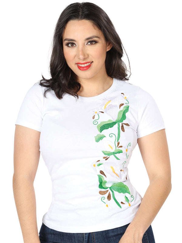 Playera de Mujer México Artesanal LRM13 Bordada Artesanal Color Blanco 602767