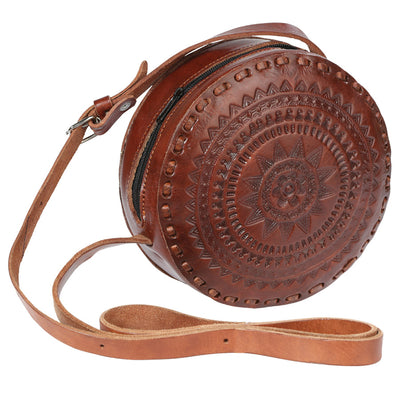 Bolsa de Mujer México Artesanal en Piel Color Café 602914