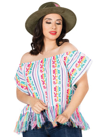 Blusa Mexico Artesanal Sk-B034 Cambaya-100% Algodon Blanco 603003