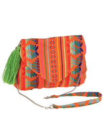 Bolso Bandolera Mexico Artesanal Sk-B008 100% Poliéster Naranja 603016