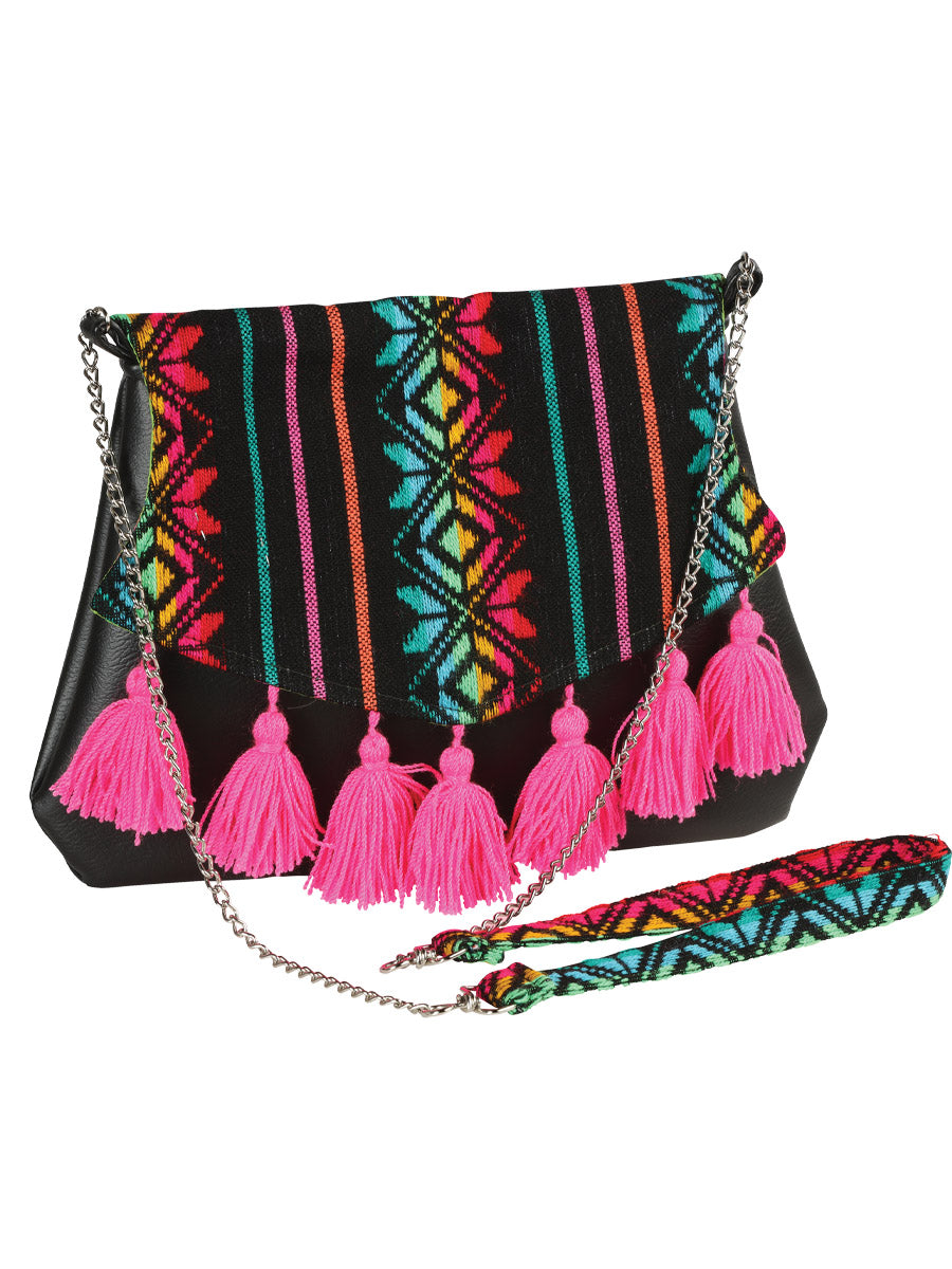 Bolsa de Mujer México Artesanal SK-B042 Artesanal en 100% Poliéster Color Negro 603021