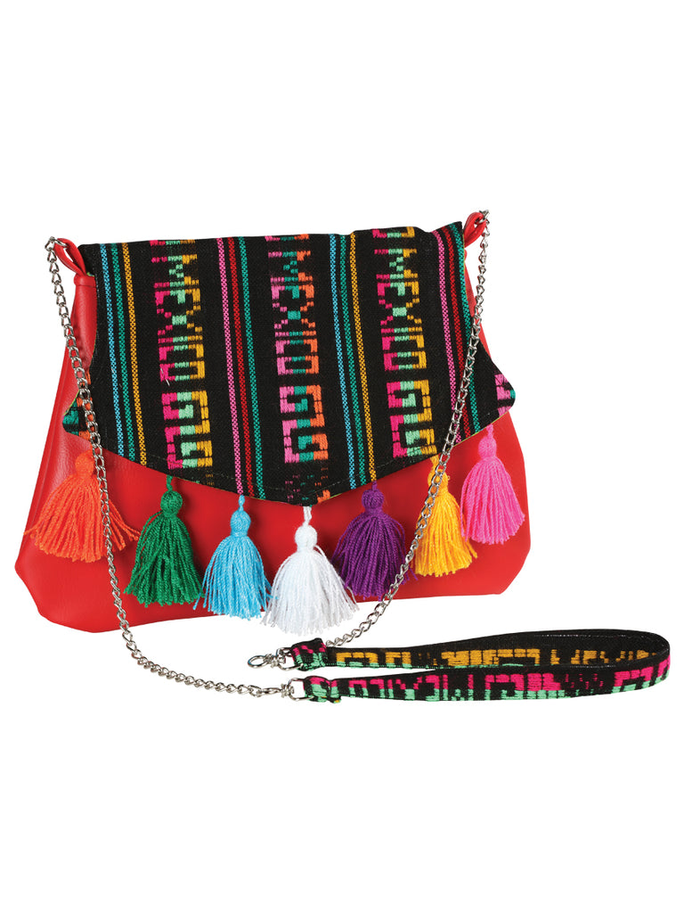 Bolsa de Mujer México Artesanal en 100% Poliéster Color Rojo 603023