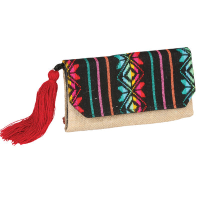 Bolsa de Mujer México Artesanal SK-B038 Yute/cambaya Artesanal Color Negro 603025