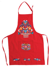 Mexicano Artesanal Bordado Apron 100% Algodón Rojo 603157