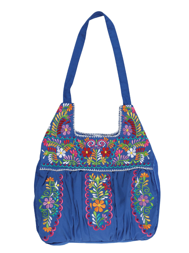 Bolsa de Mujer México Artesanal Bordada Artesanal en %50 Poliéster Color Azul 603192