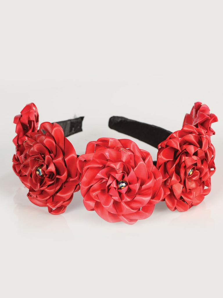Diadema de Mujer México Artesanal en 100% PALMA Color Rojo 603205