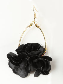 Aretes México Artesanal Flor Chapa De Oro Chapa De Oro Negro 603244