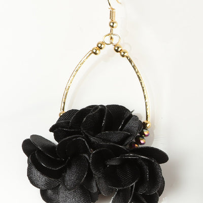 Aretes México Artesanal Flor Chapa De Oro Chapa De Oro Negro 603244