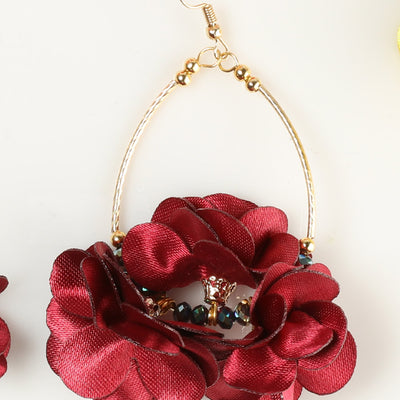 Aretes México Artesanal Flor Chapa De Oro Chapa De Oro Vino 603246