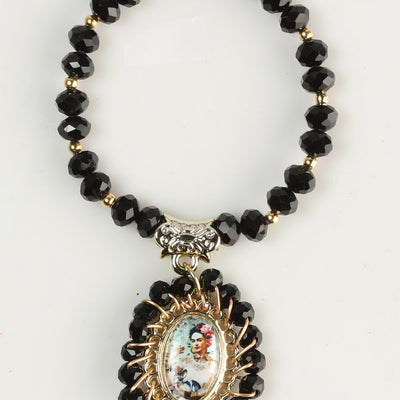 Pulcera Mexico Artesanal Frida Cristal/Chapa Oro Negro 603253