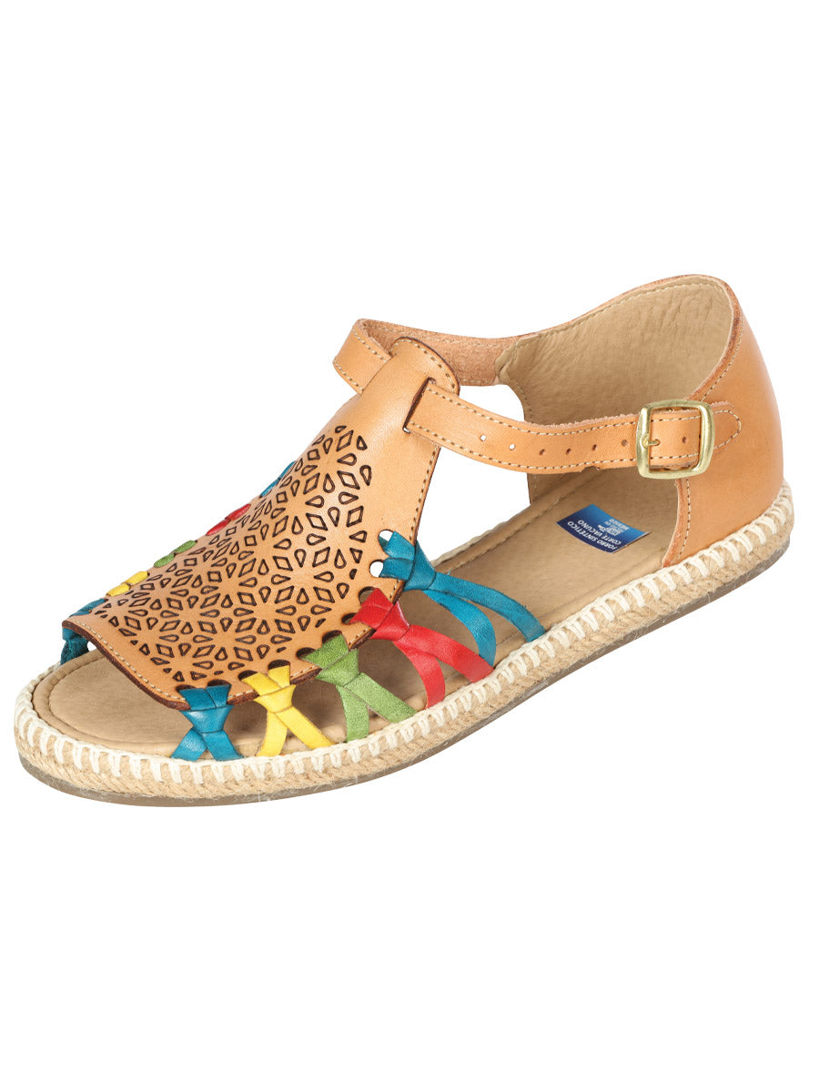 Huarache Mocasín de Mujer México Artesanal en Piel Color Natural 603280