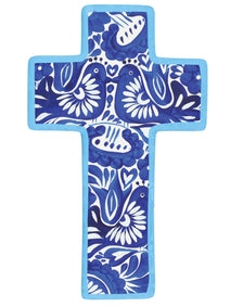 Articulo Hogar Mexico Artesanal Cruz De 10' Otomi Ceramica Azul 603409
