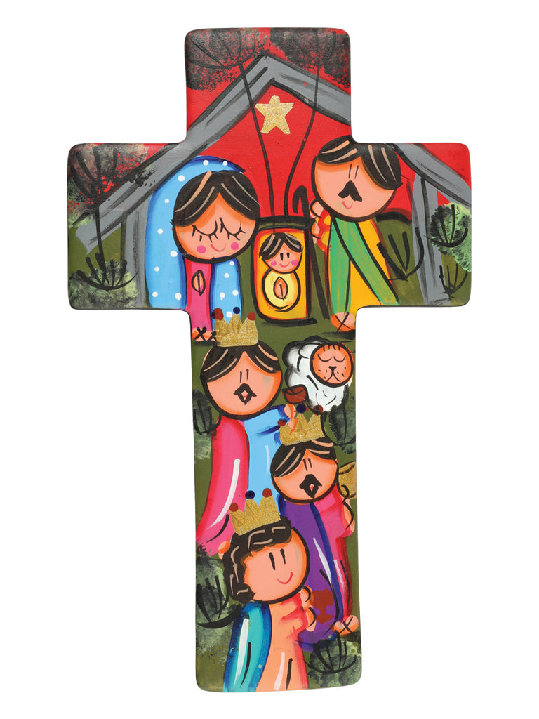 Articulo Hogar Mexico Artesanal Cruz De 10' Cuadrada Nacimiento Ceramica Multicolor 603412