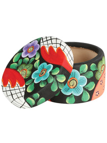 Articulo Hogar Mexico Artesanal Alhajero Grande Tropical Ceramica Multicolor 603417