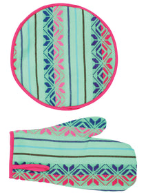 Articulo De Cocina Mexico Artesanal Tab-003 Cambaya 100% Acrilan Verde 603565