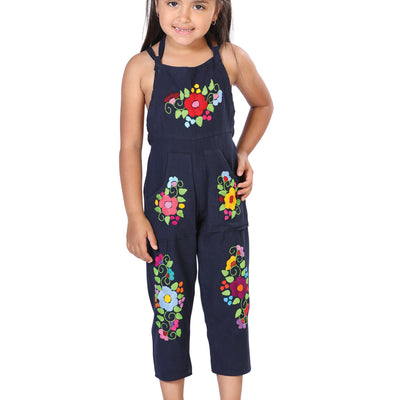 Pantalón de Mezclilla de Niña México Artesanal en 100% Algodón Color Azul Marino 603586