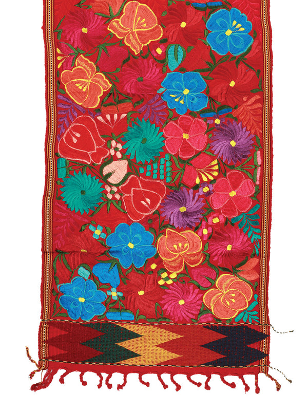 Articulo Hogar Mexico Artesanal Pie Cama Nichim 100% Algodon Rojo 603673