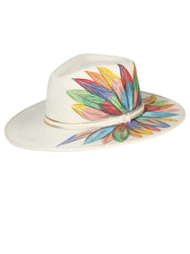 Sombrero Artesanal Mexico Artesanal Pluma Texas Gamuza Marfil 603733