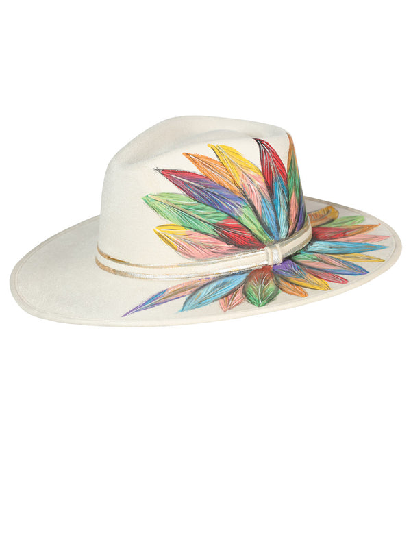 Sombrero Artesanal Mexico Artesanal Pluma Texas Gamuza Marfil 603733