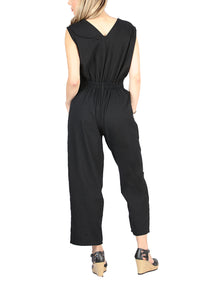 Artesanal Bordado Jumpsuit 100% Algodón Negro 604047