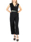 Artesanal Bordado Jumpsuit 100% Algodón Negro 604047
