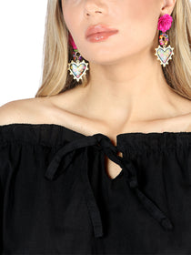 Artesanal Bordado Blusa 100% Algodón Negro 604050