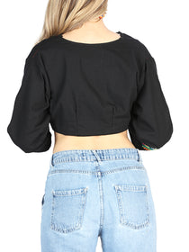 Artesanal Bordado Torera 100% Algodón Negro 604052