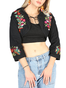 Artesanal Bordado Torera 100% Algodón Negro 604052