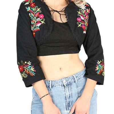 Artesanal Bordado Torera 100% Algodón Negro 604052