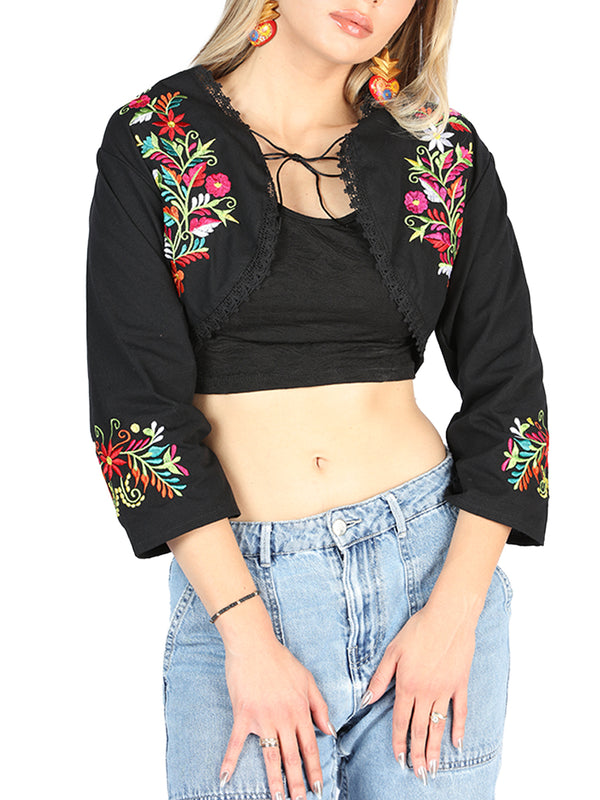 Artesanal Bordado Torera 100% Algodón Negro 604052