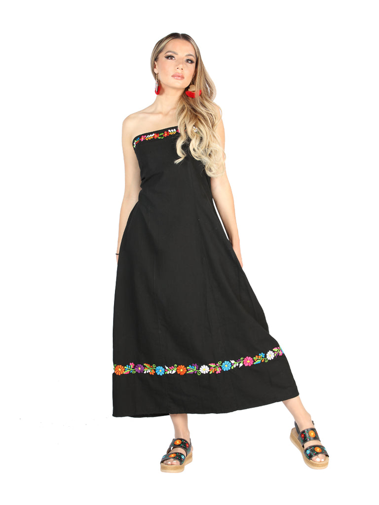 Vestido de Mujer El General Bordada Charro Artesanal en 100% Algodón Color Negro 604053