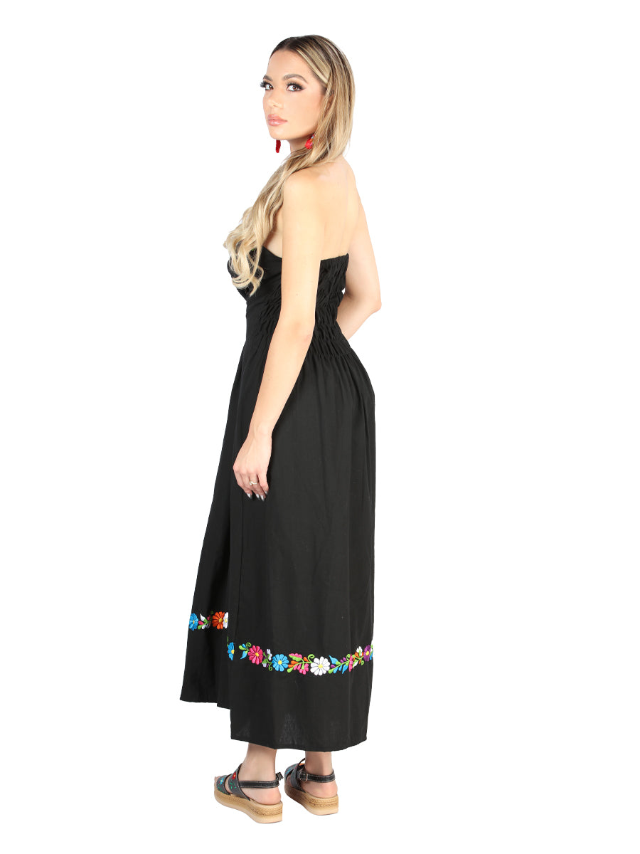Vestido de Mujer El General Bordada Charro Artesanal en 100% Algodón Color Negro 604053