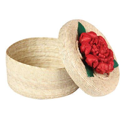 Artesanal Calentador de Tortillas 100% Hoja de Palma Rojo Flor 604110