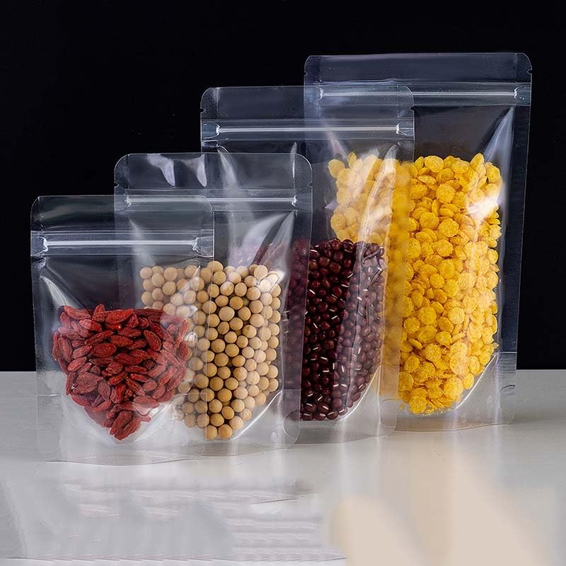 100 Bolsas Stand Up Pouch Cierre Hermético de Cremallera Resellable. Ideal para Envasado, Empaquetado y Exhibición de Alimentos. Almacena Frutos Secos, Café, Té, Azúcar, Caramelos