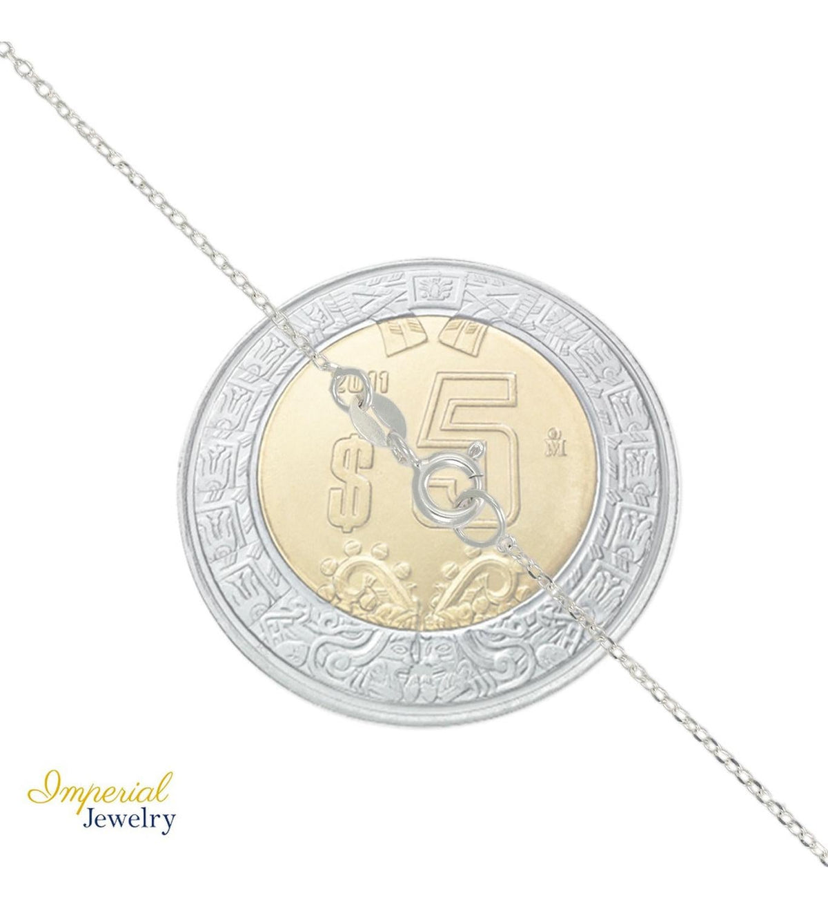 Collar De Luna De Plata 925 Con Bola Diamantada De 45 Cm